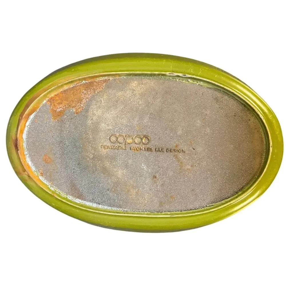 Vintage COPCO Michael Lax Green Enamel Cast Iron Oval Baker Denmark MCM
